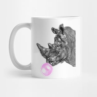 Rhino with Bubblegum in Black and White Mug